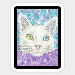 white cat  face blue and  green eyes Sticker